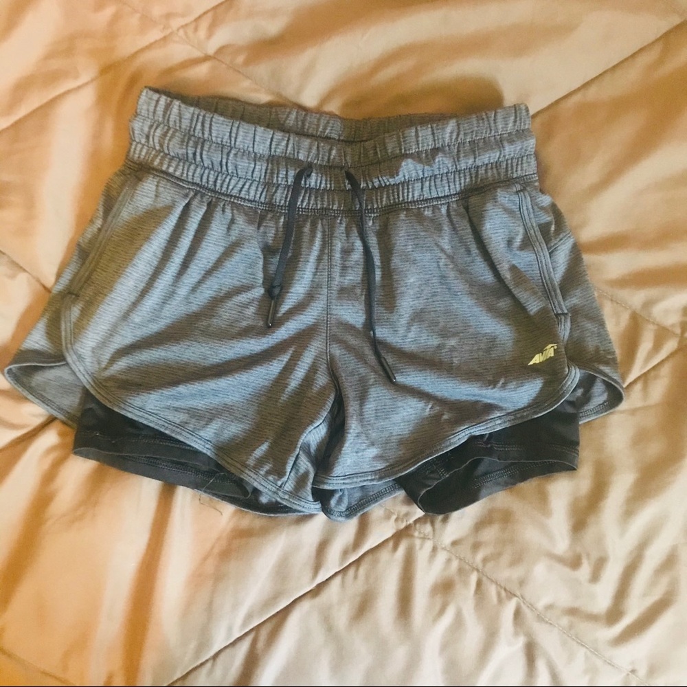 Gray Avia Athletic Shorts with Black Spandex Liner